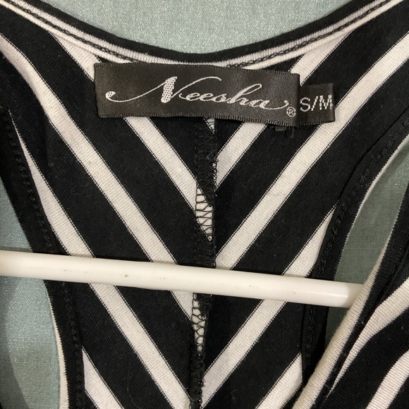 Striped black and white racerback maxi dress S/M - Picture 3 of 6